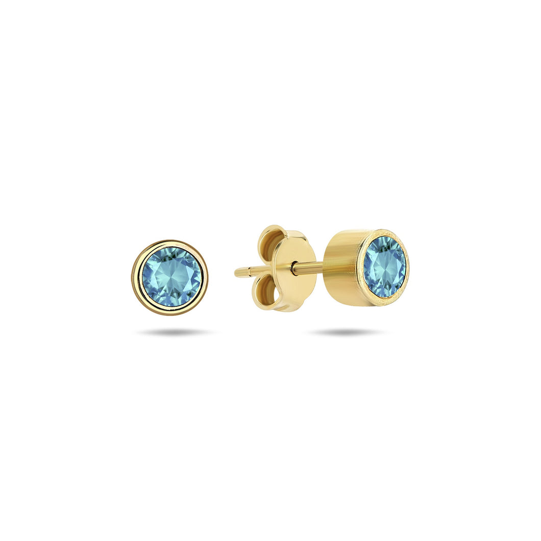 Bezel Aquamarine Stud Earrings