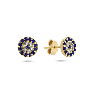 Evil Eye Stud Earrings in 14k Gold