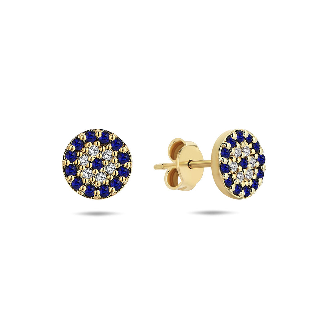 Evil Eye Stud Earrings in 14k Gold