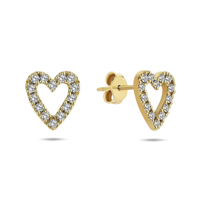 Diamond Heart Stud Earrings