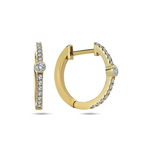 Bezel Diamond Hoop Earrings