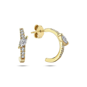 Marquise Diamond Half Hoop Earrings