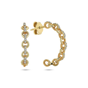 Dot & Dash Half Hoop Earrings with Diamond