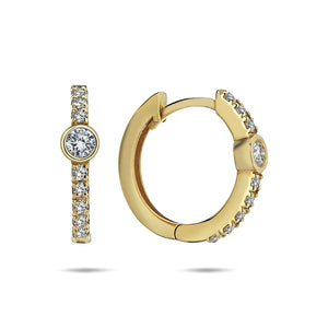 Pave Diamond Hoop Earrings in Solid Gold