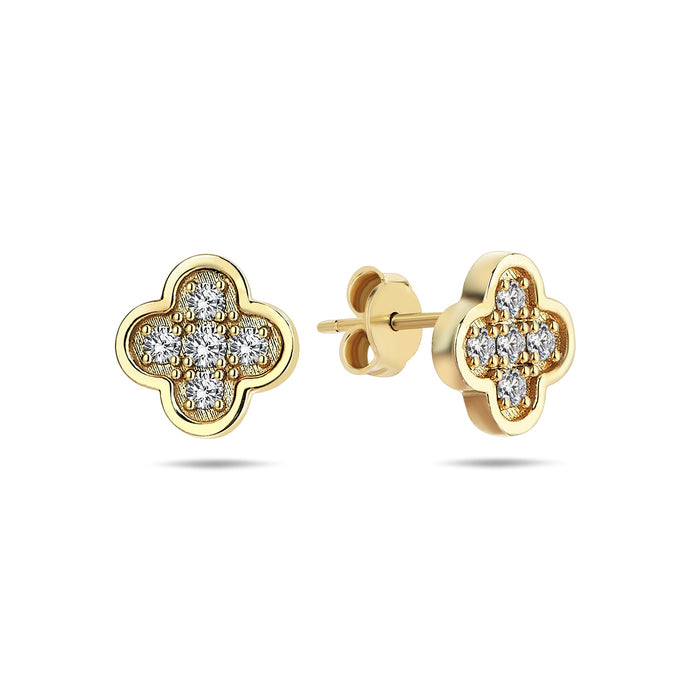 Clover Stud Earrings with Diamond