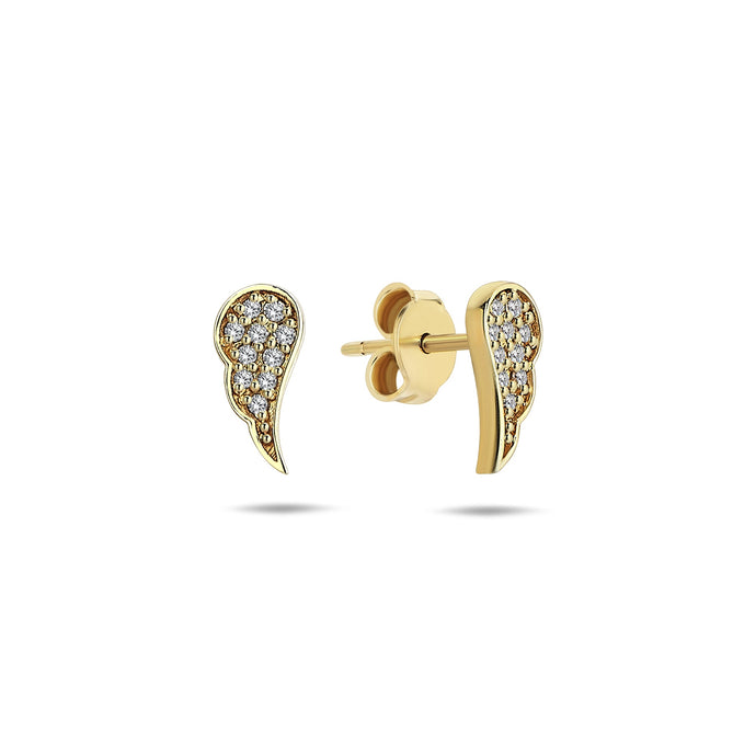 Minimal Angel Wing Stud Earrings with Diamond