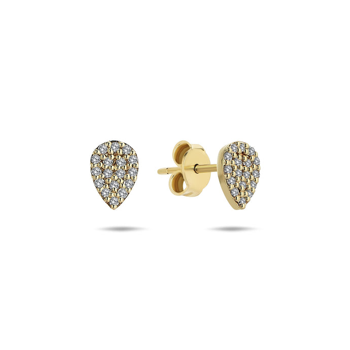 14k Gold Pear Shaped Stud Earrings with Diamond