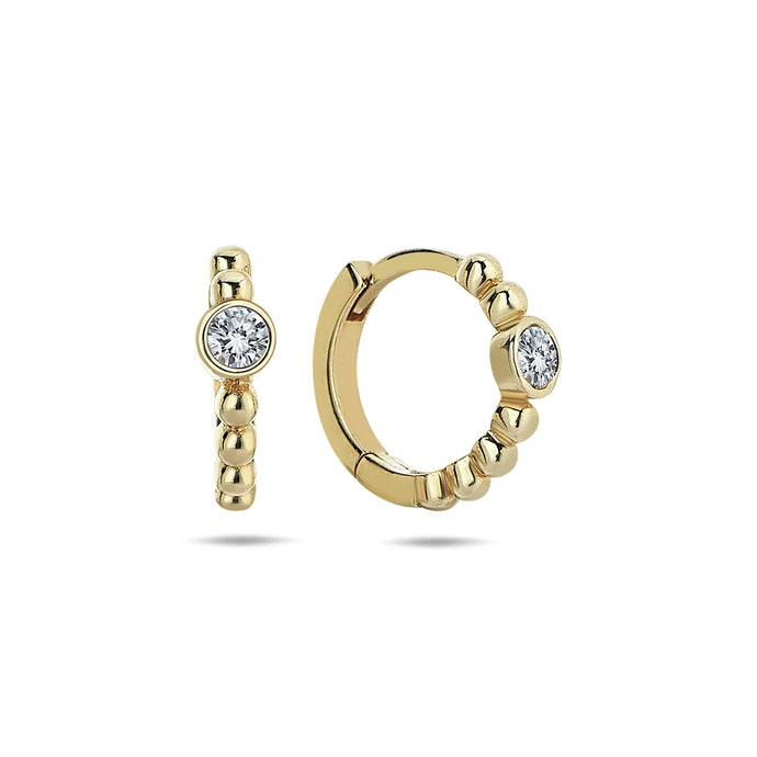 Delicate Ball Half Hoop Earrings with Diamond