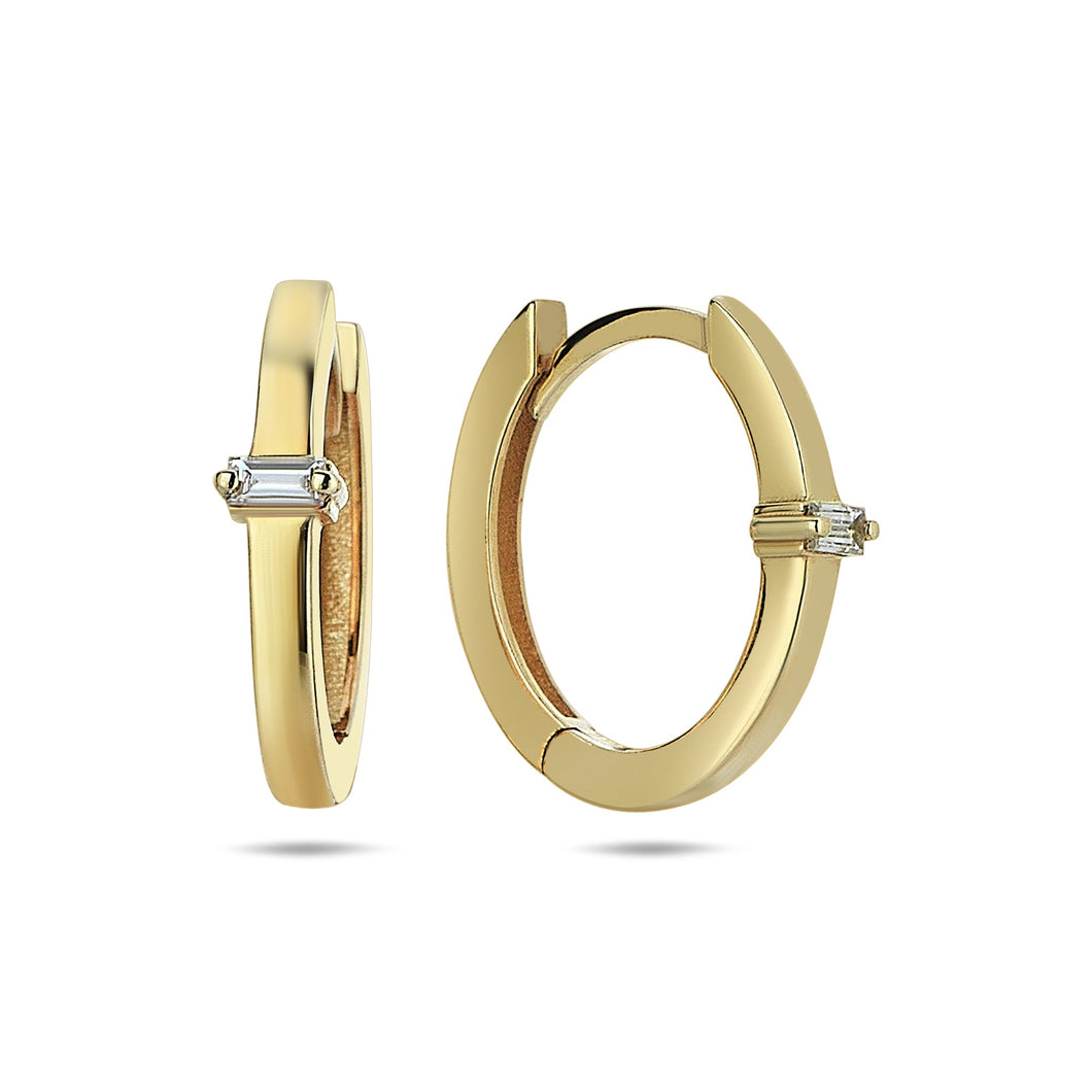 Single Baguette Diamond Hoop Earrings