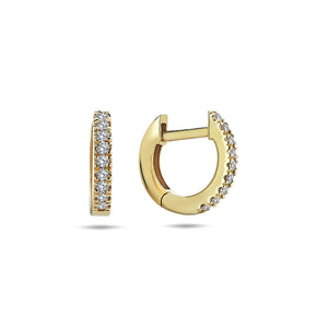 Small Diamond Hoop Earrings in Solid Gold