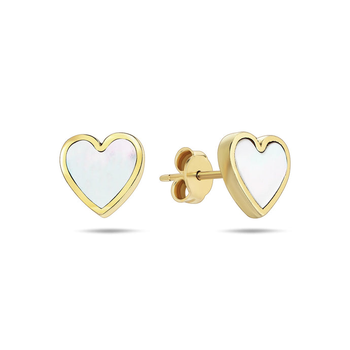 Petite Heart Stud Earrings wiith Mother of Pearl