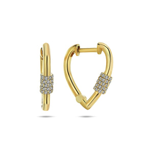 Modern Heart Shaped Hoop Earrings with Diamond