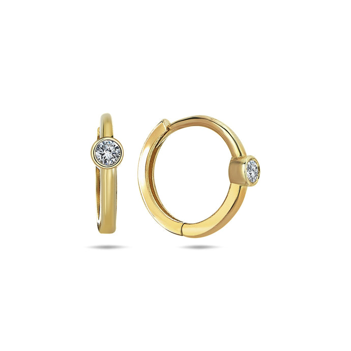 Solitaire Bezel Diamond Hoop Earrings