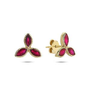 Marquise Cut Ruby Stud Earrings