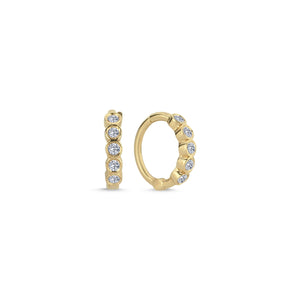 14k Gold Bezel Diamond Hoop Earrings