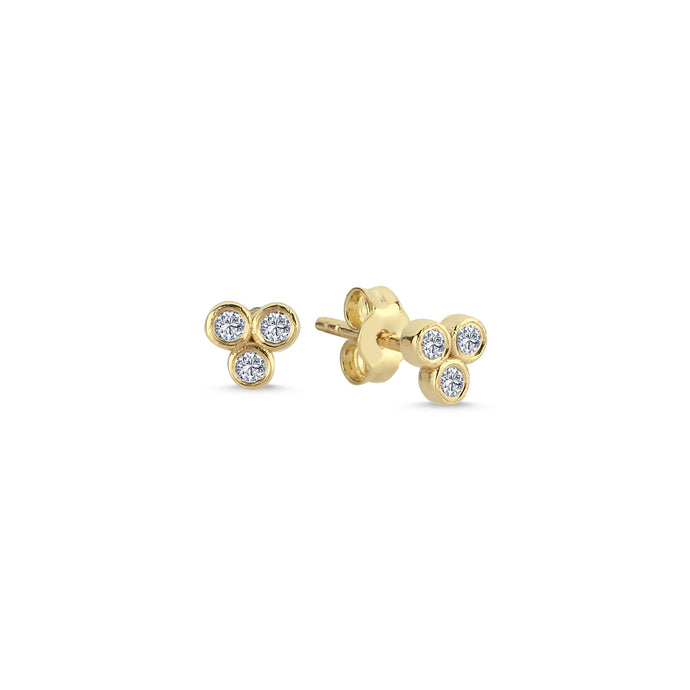 3 Diamond Bezel Stud Earrings