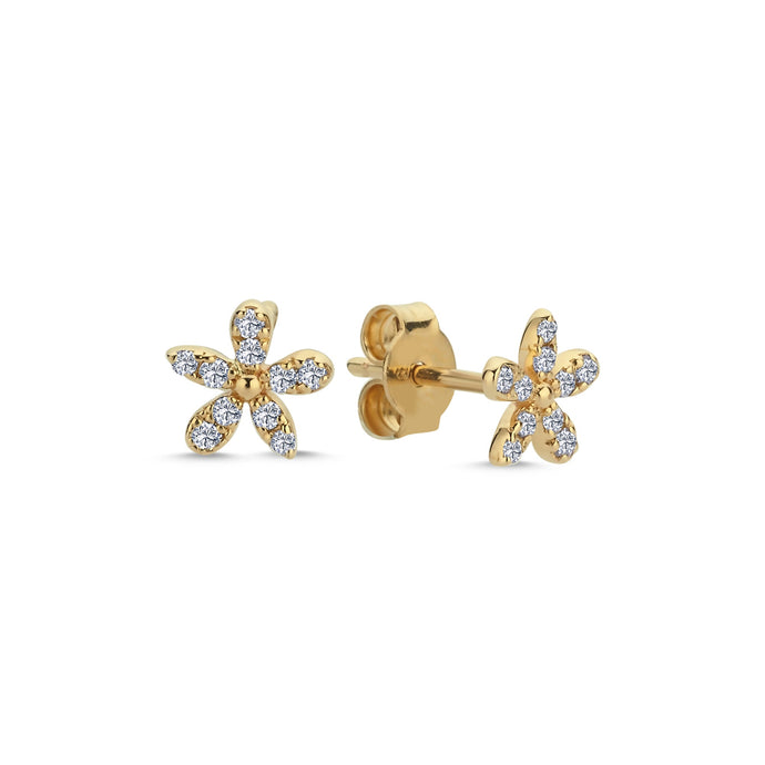 Diamond Flower Stud Earrings