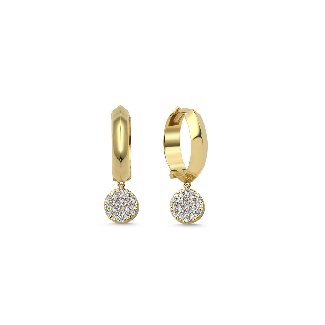 Drop Circle Hoop Earrings with Diamond