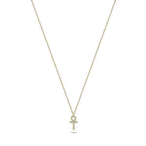 Minimal Diamond Ankh Symbol Necklace