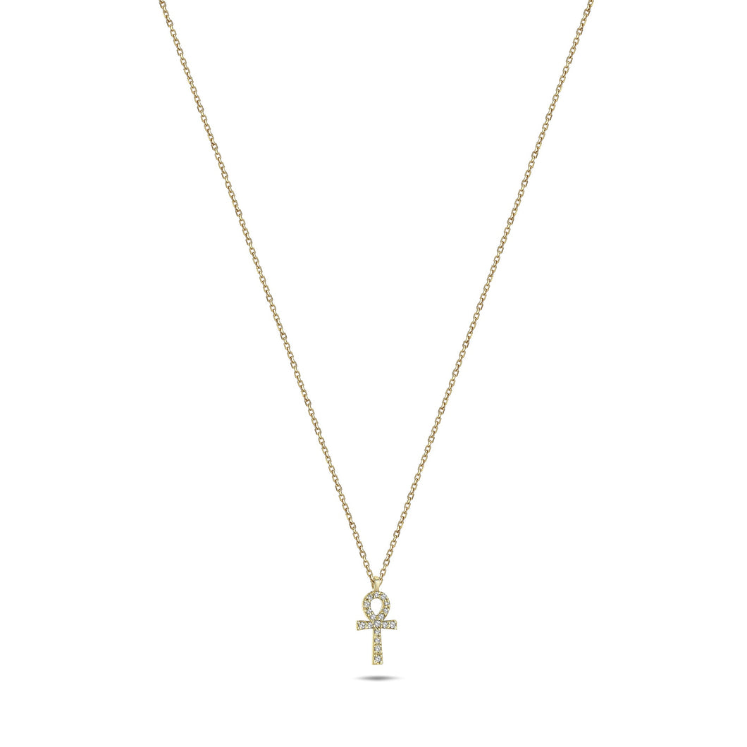 Minimal Diamond Ankh Symbol Necklace