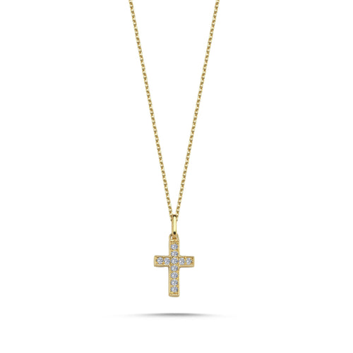 Dainty Cross Necklace with Diamond