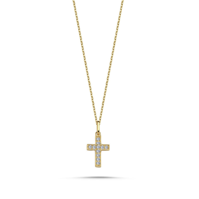 Dainty Cross Necklace with Diamond