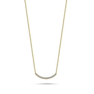 Pave Diamond Curvy Necklace in 14k