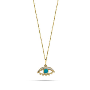 Diamond & Turquoise Evil Eye Necklace