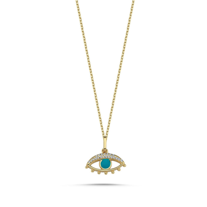 Diamond & Turquoise Evil Eye Necklace