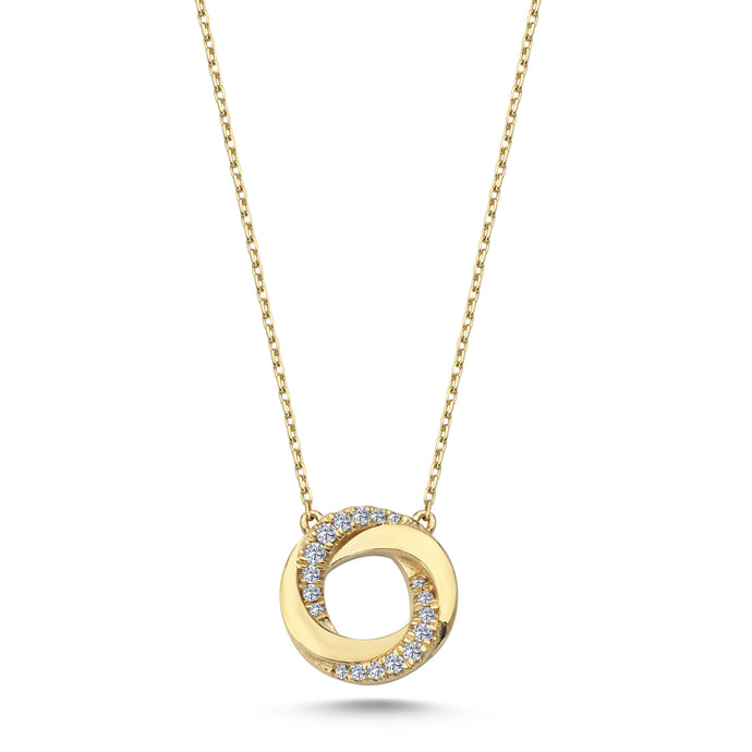 Diamond Spiral Circle Necklace