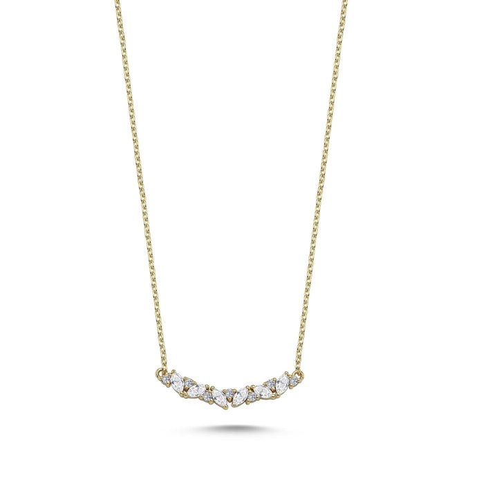 Marquise & Round Diamond Curvy Necklace