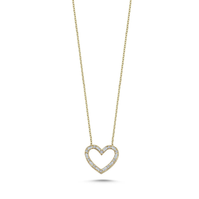 Baguette Diamond Heart Necklace