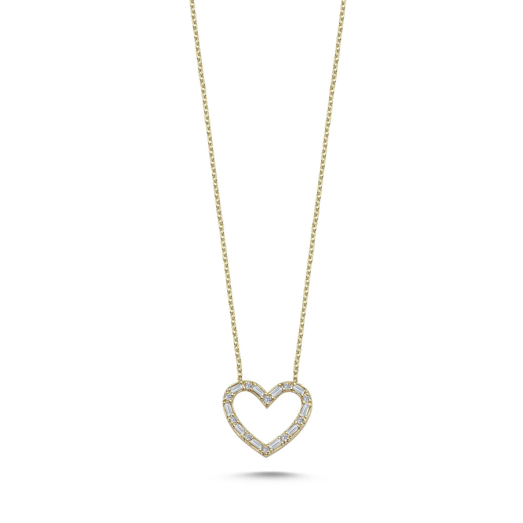 Baguette Diamond Heart Necklace