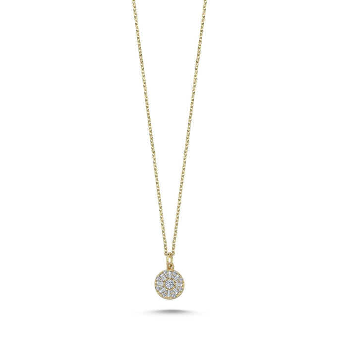 Baguette Diamond Round Necklace