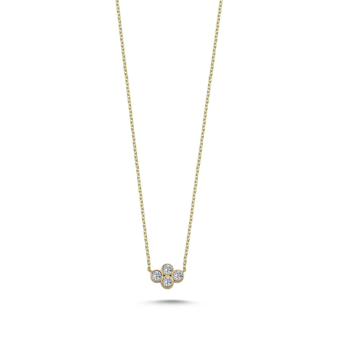 Bezel Four Diamond Necklace