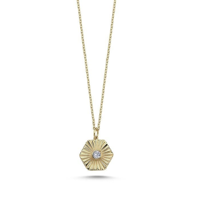 14k Gold Bezel Diamond Necklace