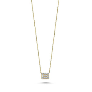 Baguette Diamond Square Necklace in 14k