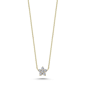 Diamond Flower Necklace in Solid Gold