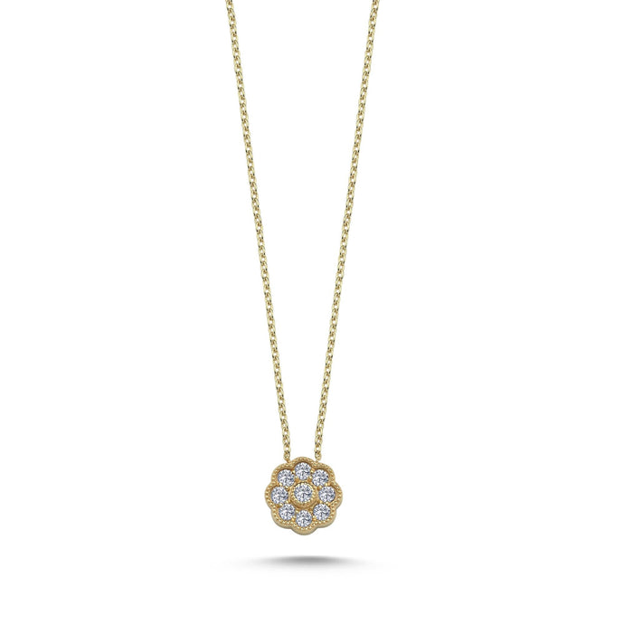 Milgrain Diamond Flower Necklace