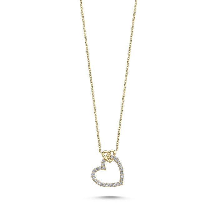 14k Pave Diamond Heart Necklace