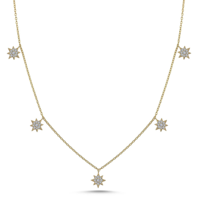 Diamond Necklace with Small Northstar Charm