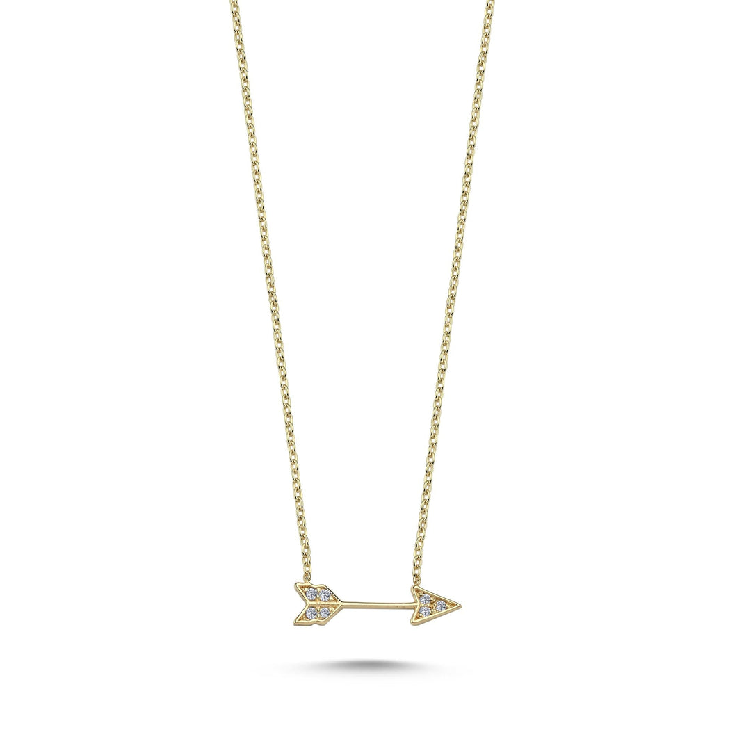 Sideways Arrow Necklace with Diamond