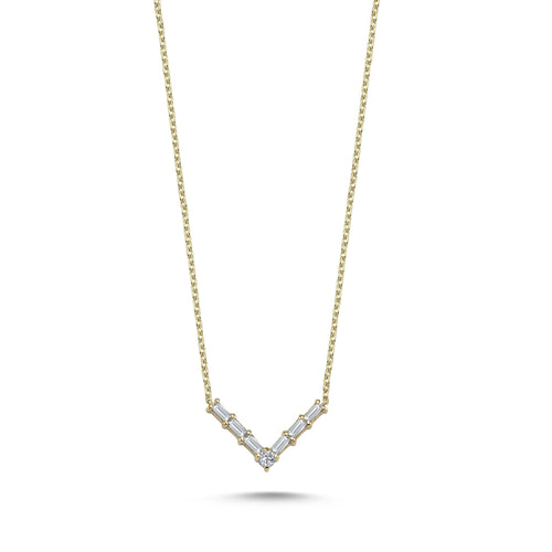 Baguette Diamond Chevron Necklace