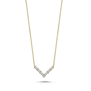 Baguette Diamond Chevron Necklace