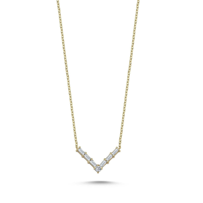 Baguette Diamond Chevron Necklace