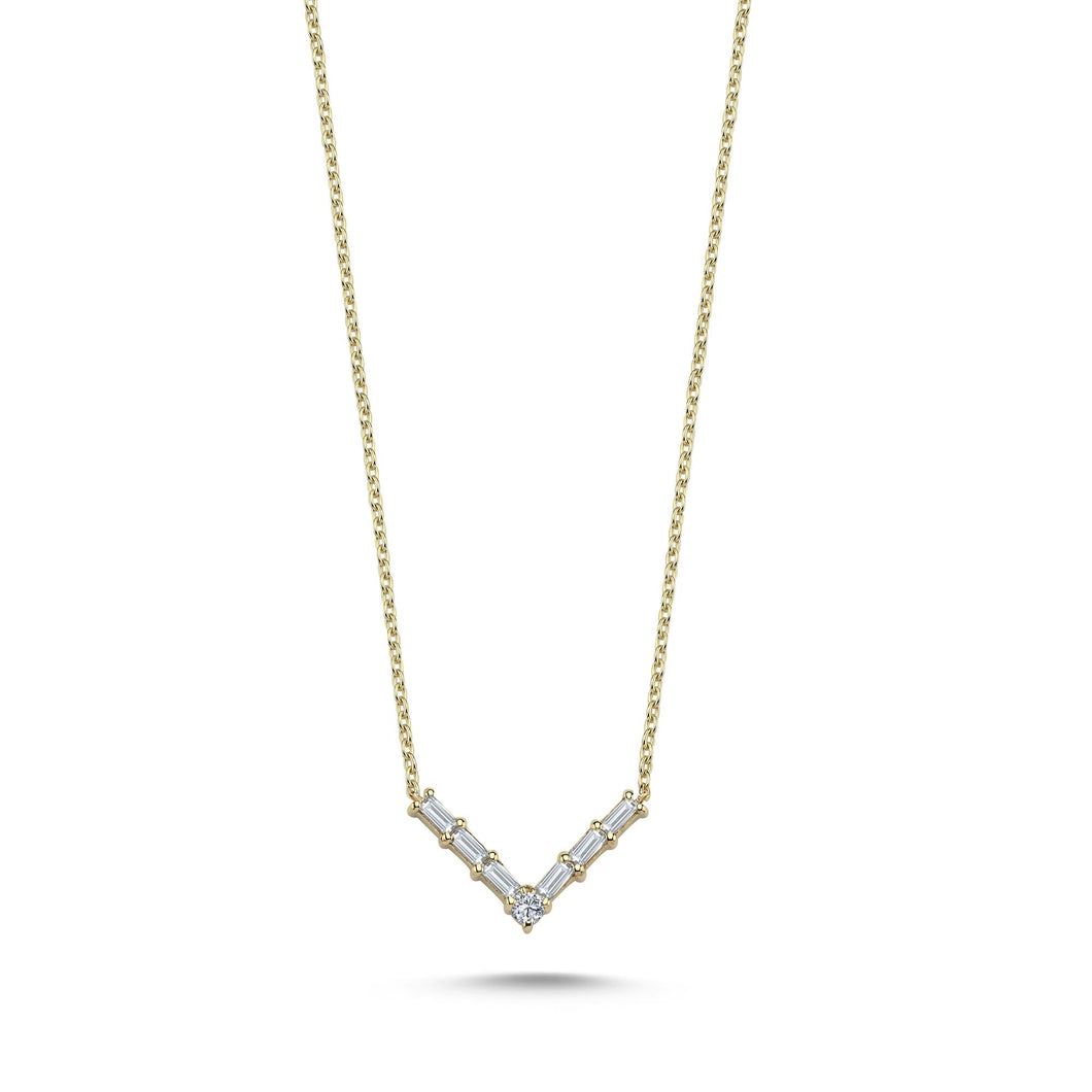 Baguette Diamond Chevron Necklace