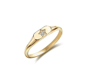 Signet Star Ring with Diamond