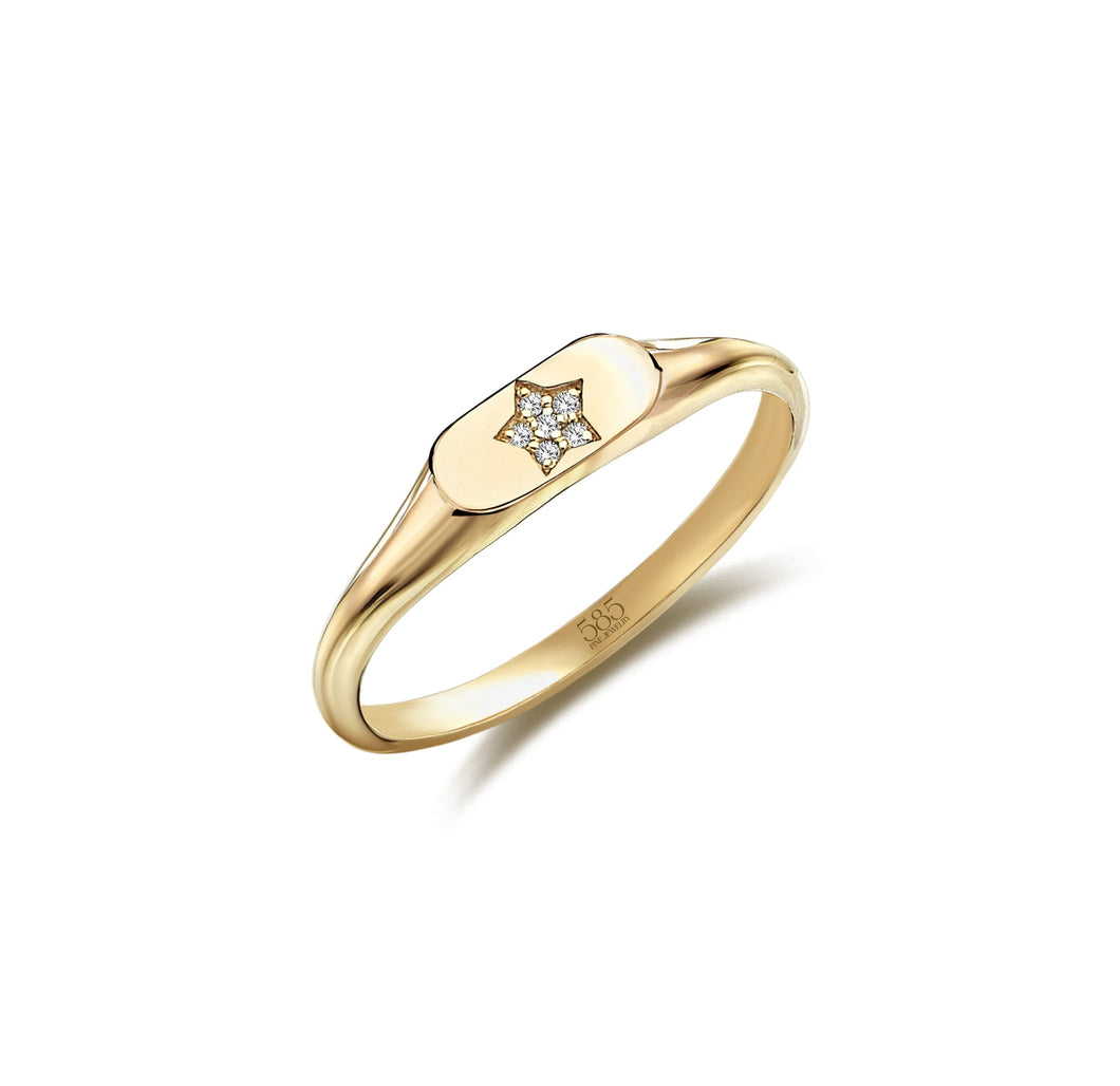 Signet Star Ring with Diamond