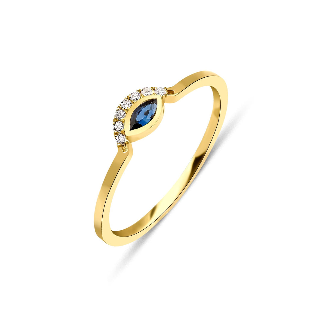 Sapphire Evil Eye Ring with Diamond