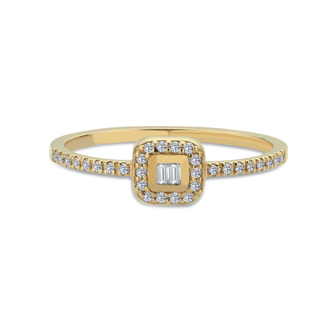 Square Stacking Ring with Small Diamonds